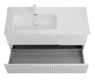 База под раковину Cezares подвесная с двумя выкатными ящиками, левосторонняя, Bianco Lucido, 1200x457x500, DUET-N-1200-2C-SO-BL-L